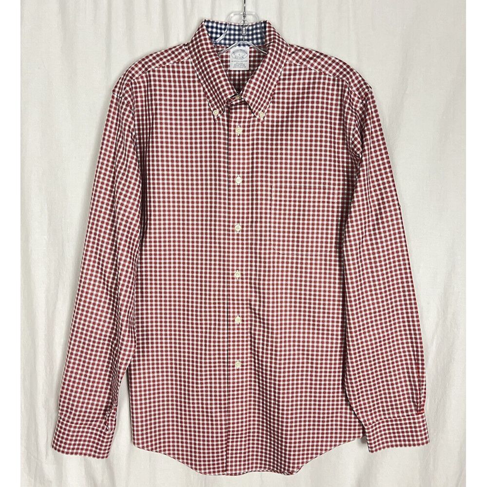 Brooks Brothers 1818 Red Original Polo Mens‎ Supima Cotton Plaid Shirt Size L